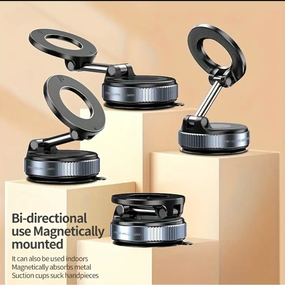 Magnetic Car Phone Mount Holder - Model 007 Black Adjustable Stand - Picture 6 of 7